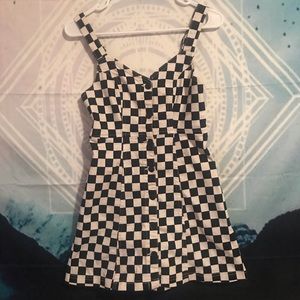 Checkered denim dress
